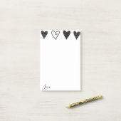 Post-it Notes Cœurs Noirs Amour (Sur un bureau)