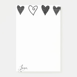 Post-it Notes Cœurs Noirs Amour