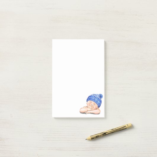 Post-it® Notes collantes amusantes avec Bébé endormi (Sur un bureau)