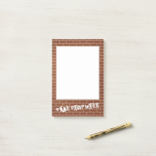 Post-it® Notes collantes avec mur de briques et texte perso (Sur un bureau)