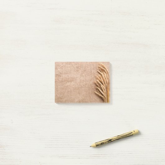 Post-it® Notes collantes Blé sur Burlap Sack Country Rustic (Sur un bureau)