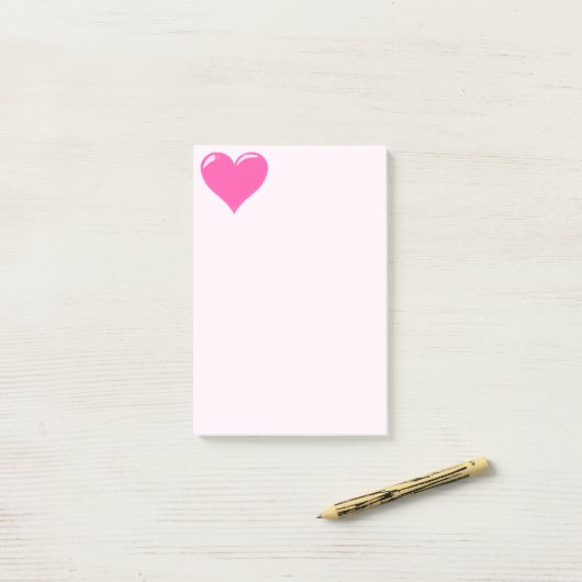 Post-it® Notes collantes de coeur rose (Sur un bureau)