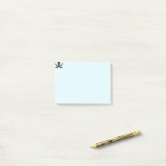 Post-it® Notes collantes de crâne et de pirate d'os (Sur un bureau)