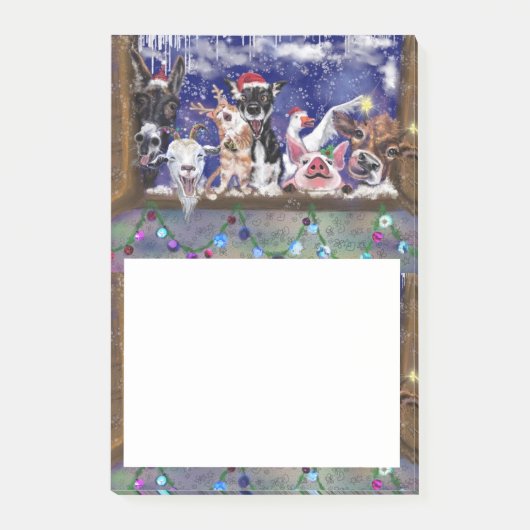 Post-it® Notes collantes de Noël Funny Farm Animal Party (Devant)