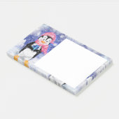 Post-it® Notes collantes de Noël Petit pingouin avec cadeau (Incliné)