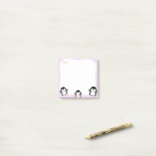 Post-it® Notes collantes de pingouin mignon (Sur un bureau)
