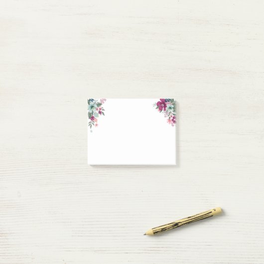 Post-it® Notes collantes Fleurs tropicales en blanc (Sur un bureau)
