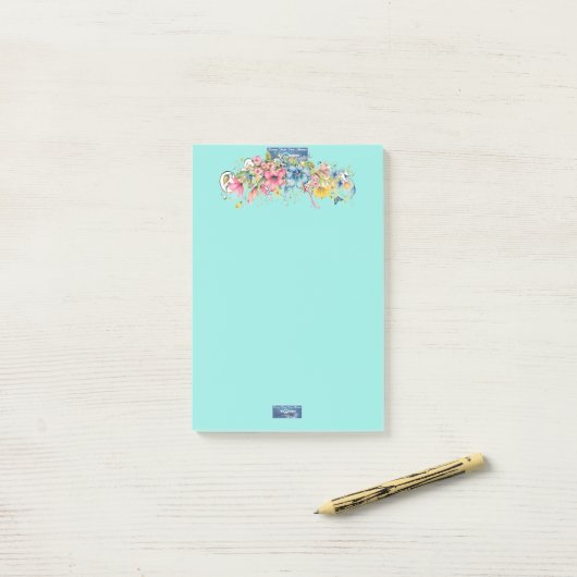 Post-it® Notes collantes (Floral Blue-Notes2)RFPMDesigns ©️ (Sur un bureau)