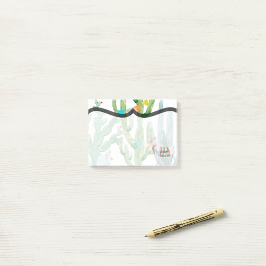 Post-it® Notes collantes Flux de désert Boho Llama Bohemian (Sur un bureau)