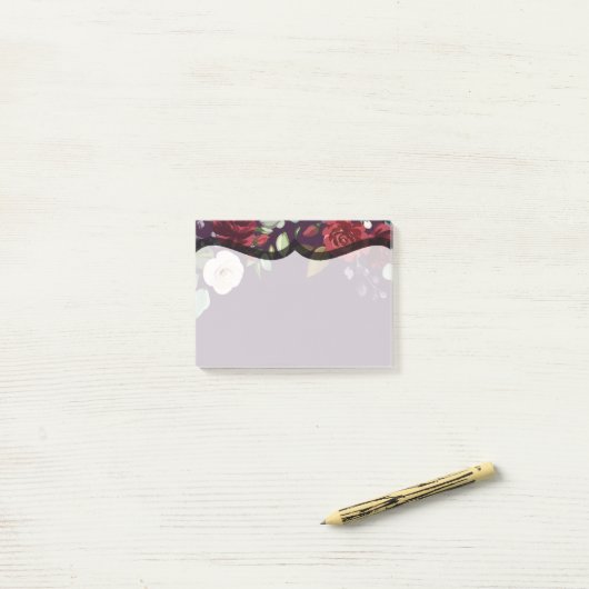 Post-it® Notes collantes Plum violet Rose or géométrique (Sur un bureau)