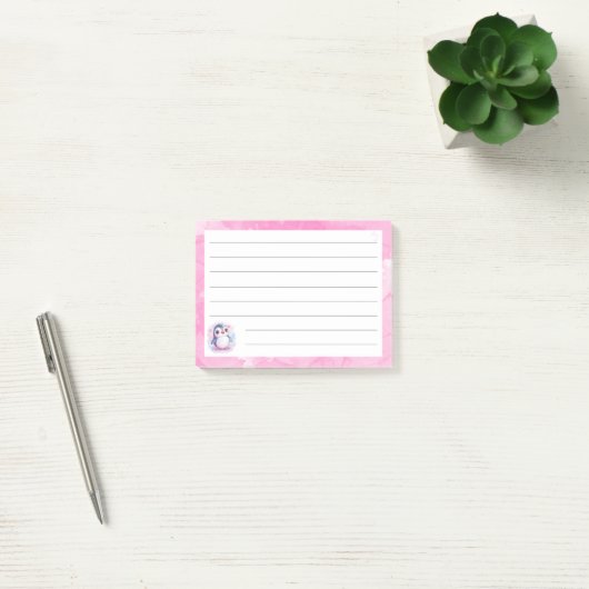 Post-it® Notes collantes rose pingouin mignon - 4"x3" (Bureau)