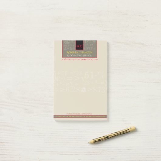 Post-it® Notes comptables monogrammes (Sur un bureau)