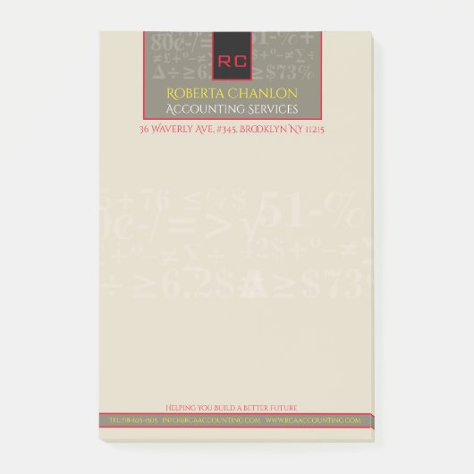 Post-it® Notes comptables monogrammes (Devant)