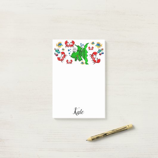 Post-it Notes Crabe de poisson (Sur un bureau)