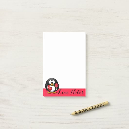 Post-it® Notes d'amour de pingouin post-it (Sur un bureau)