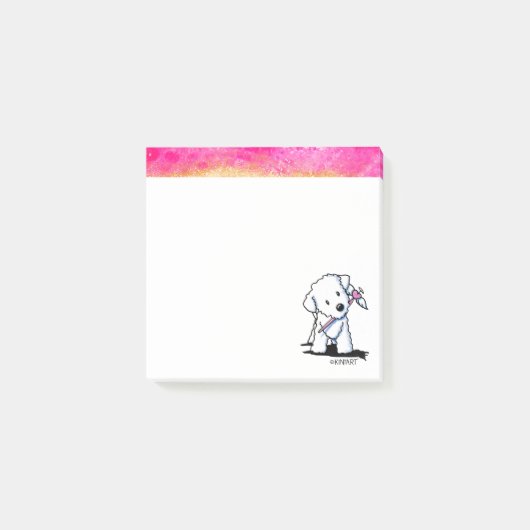 Post-it® Notes d'Art Bichon Rose Et Or (Devant)