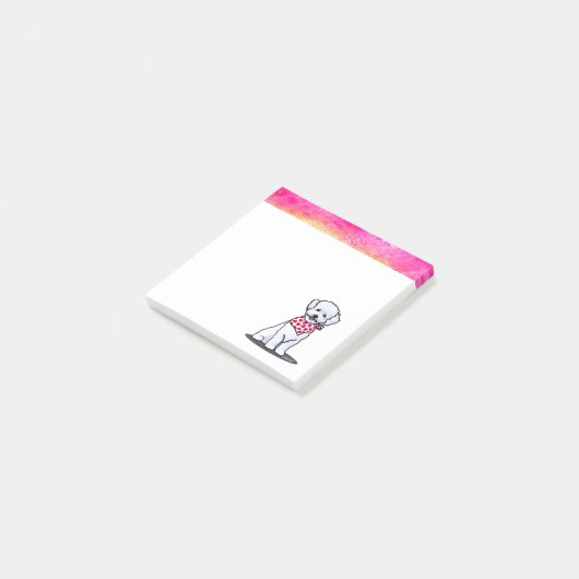 Post-it® Notes d'Art Bichon Rose Et Or (Incliné)