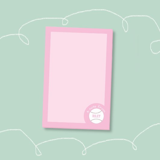 Post-it® Notes de baseball rose mignonnes féminines