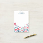 Post-it® Notes de bordure florale rose élégante (Sur un bureau)