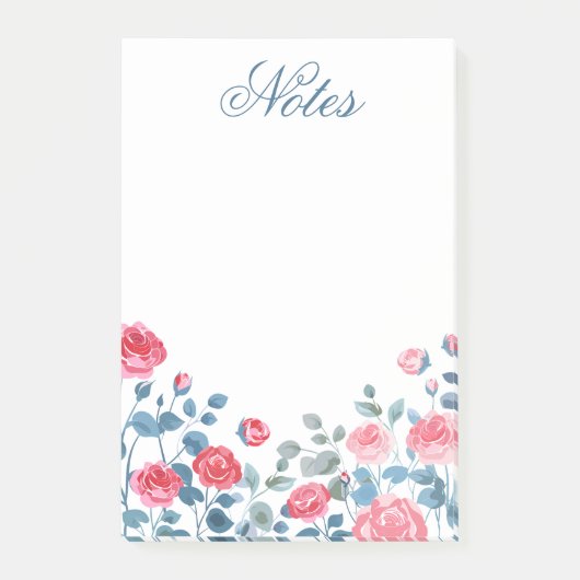 Post-it® Notes de bordure florale rose élégante (Devant)