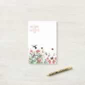Post-it® Notes de café de fleurs de papillon d'oiseau de (Sur un bureau)