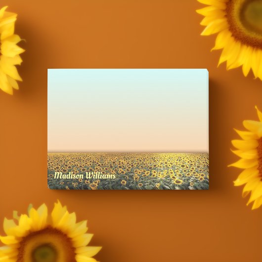 Post-it® Notes de champ de tournesol avec nom personnalisé
