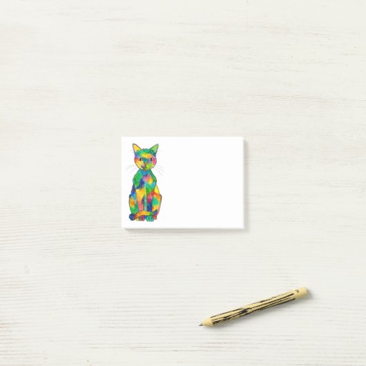 Post-it® Notes de chat d'arc-en-ciel (Sur un bureau)