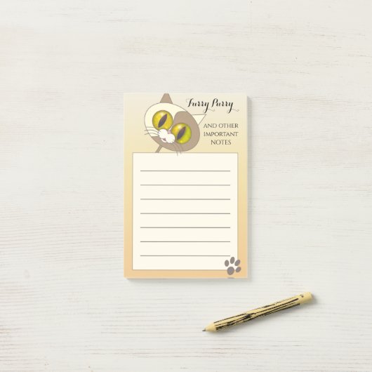 Post-it® Notes de chat fourrure purée (Sur un bureau)