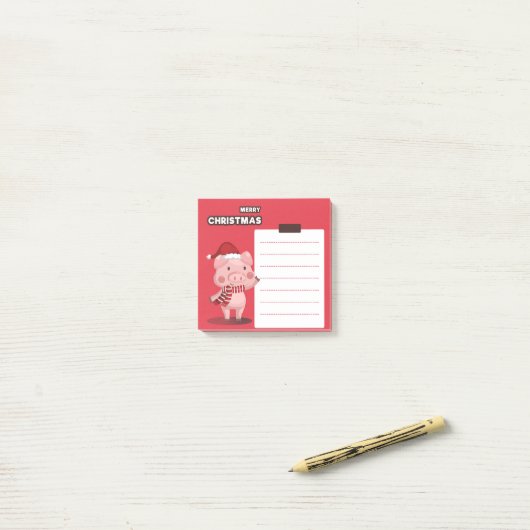 Post-It Notes de Cochon de Noël (Sur un bureau)
