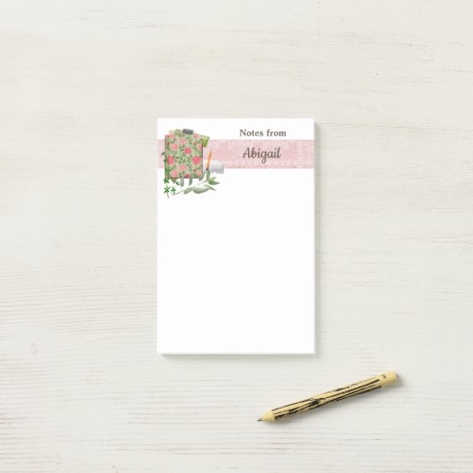 Post-it® Notes de cuisine chic rose Shabby (Sur un bureau)