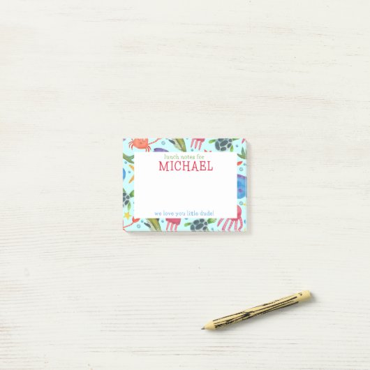 Post-it® Notes de déjeuner personnalisées sur les créatures (Sur un bureau)