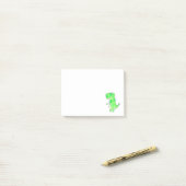 Post-it® Notes de dessin à l'aquarelle de dinosaure vert (Sur un bureau)
