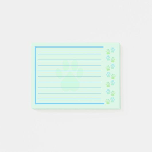 Post-it® Notes de Empreinte de patte bleu et vert (Devant)