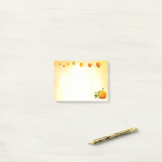 Post-it® Notes de feuilles de citrouille et d'automne (Sur un bureau)