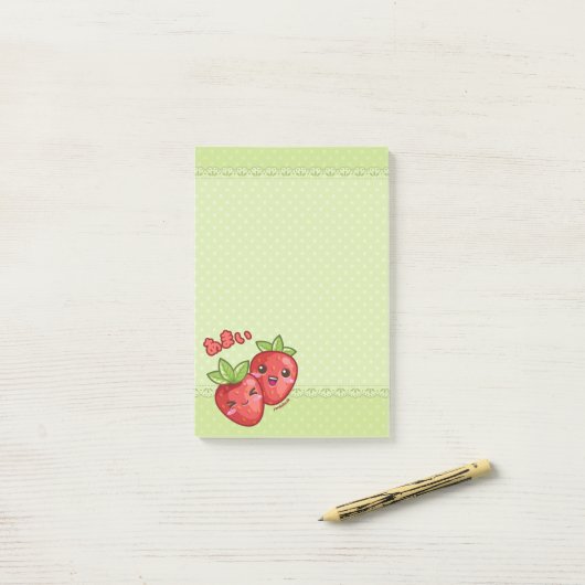 Post-it® Notes de fraises (Sur un bureau)