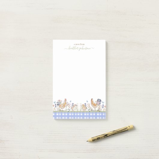 Post-it® Notes de Hearthlight Printemps Douce Gingham de Pr (Sur un bureau)