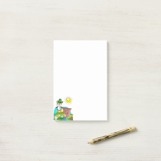 Post-it® Notes de la Saint-Patrick Pingouin (Sur un bureau)