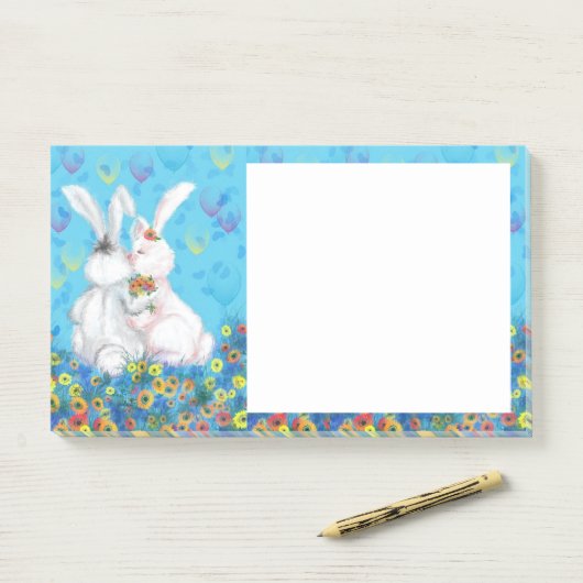 Post-it® Notes de lapin mignon (Sur un bureau)