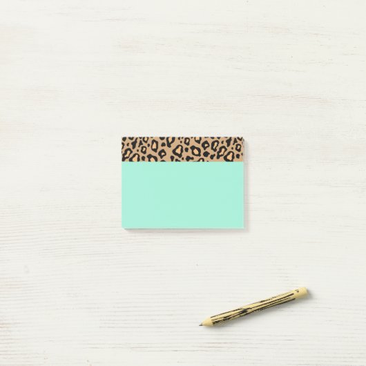 Post-it® Notes de l'Empreinte de léopard Turquoise (Sur un bureau)