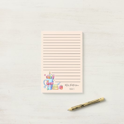 Post-it® Notes de l'enseignant de l'aquarelle Coeurs gouver (Sur un bureau)