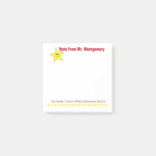 Post-it® Notes de l'enseignant de l'école primaire Star (Devant)