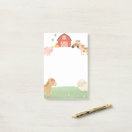 Post-it® Notes de l'étiquette d'aquarelle Barnyard pour les (Sur un bureau)