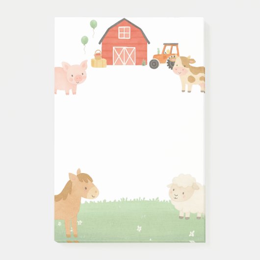 Post-it® Notes de l'étiquette d'aquarelle Barnyard pour les (Devant)