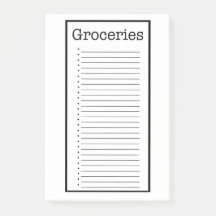Post-it Notes de liste de courses simple