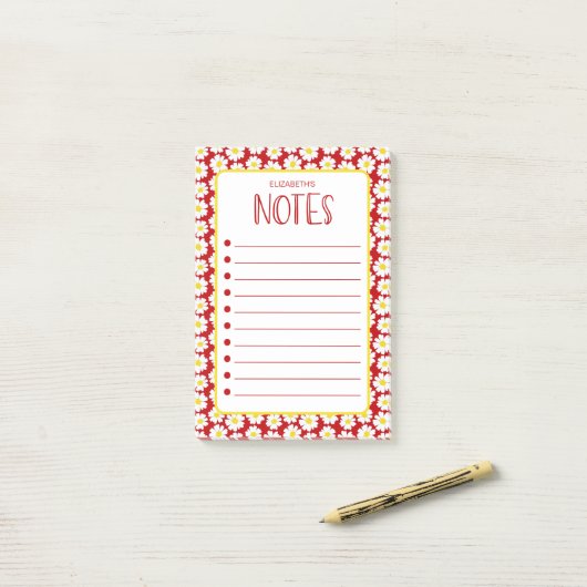 Post-it® Notes de marguerites modernes (Sur un bureau)