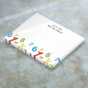 Post-it Notes de maths personnalisés amusants 123