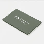 Post-it® Notes de monogramme vert forêt élégant moderne (Incliné)