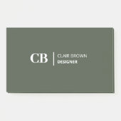 Post-it® Notes de monogramme vert forêt élégant moderne (Devant)