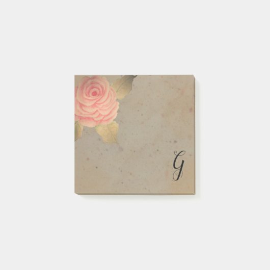 Post-it® Notes de monogramme vintage Rose rose (Devant)