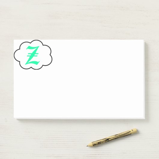 Post-it® Notes de monogramme Z initiales (Sur un bureau)